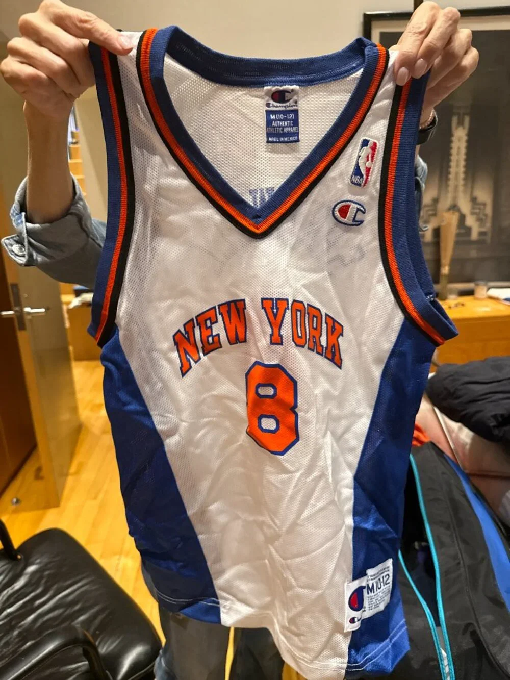 Vintage Champion Latrell Sprewell #8 NY Knicks Jersey Youth M 10-12 - Picture 2 of 2